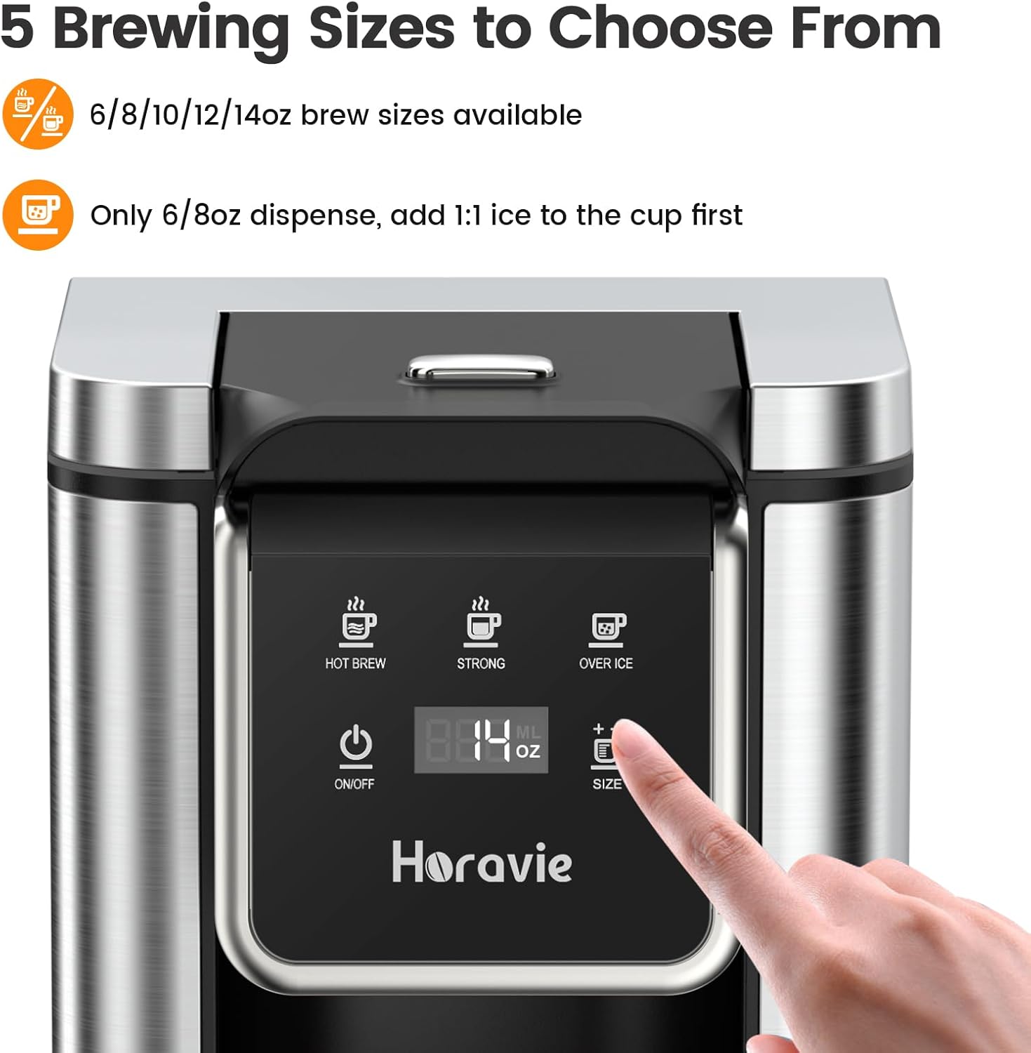 Single Serve Coffee Maker for K-Cup Pod & Grounds, Hot & Iced Coffee Maker, Strong Button Feature, 6 to 14oz Brew
