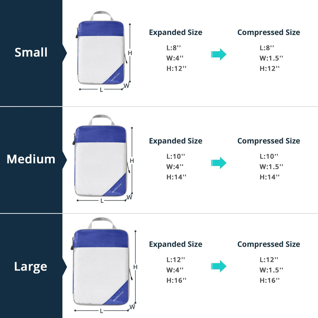 Compression Packing Cubes 6 Set, Compressible Space-Saving Packing Cubes for Travel - Compression Bags, Luggage