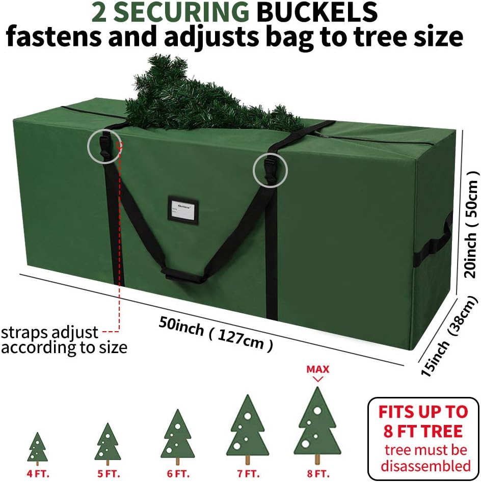 Christmas Tree Storage Bag 7.5 ft, Heavy Duty 600D Oxford Tree Storage Box | Extra Large Christmas Tree Tote, Fits