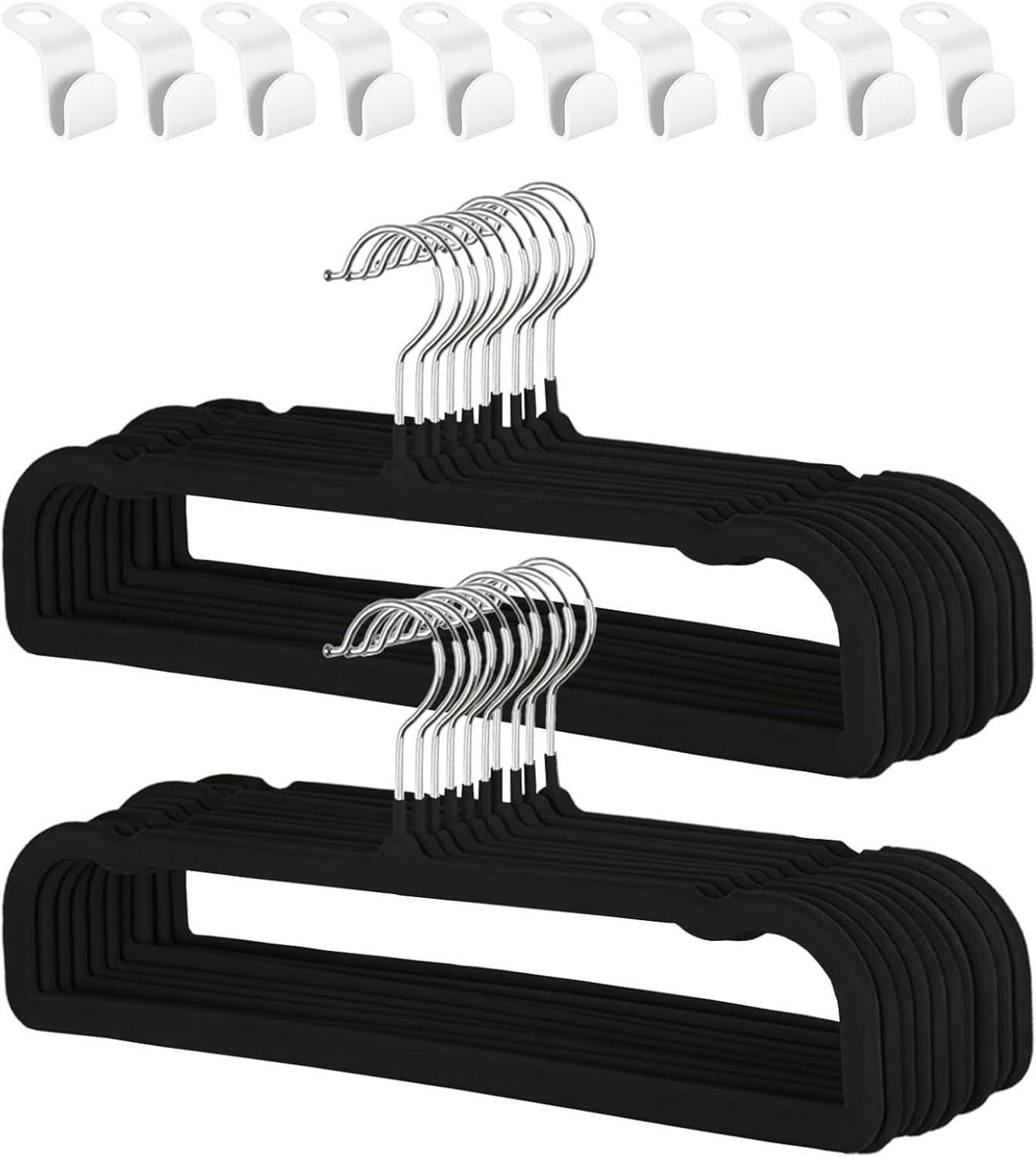 Superior Non-Slip Clothes Hangers - 20 Pack Velvet Slim Hangers with 360° Rotating Silver Hooks, Shoulder Notches &