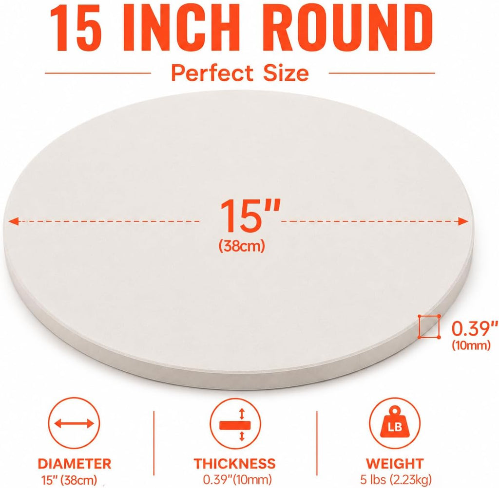 15 Inch Round Cordierite Pizza Stone for Oven and Grill