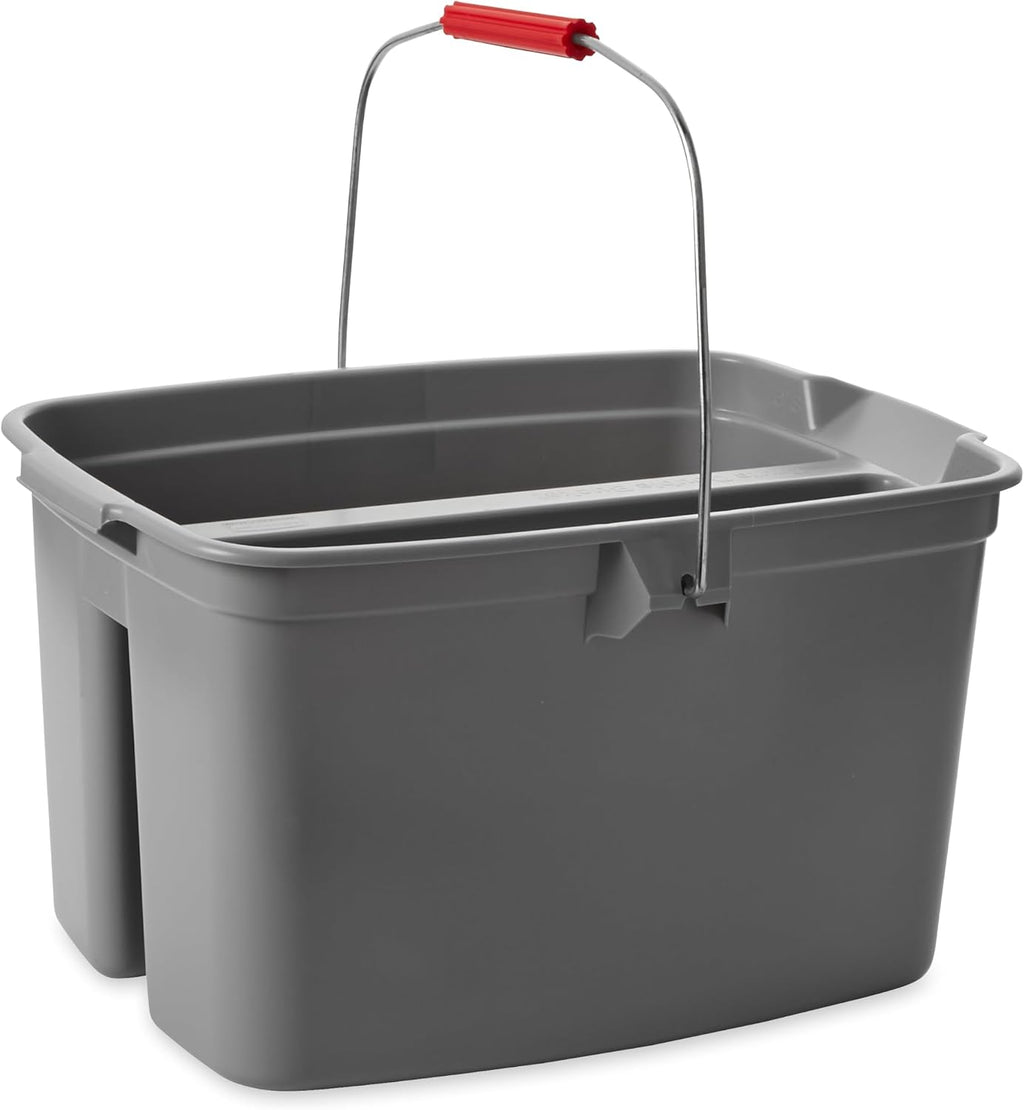Double Pail Plastic Bucket for Cleaning Easy to Carry 19 Quart Gray Cleaning Caddy Supplies Organizer with Handle for