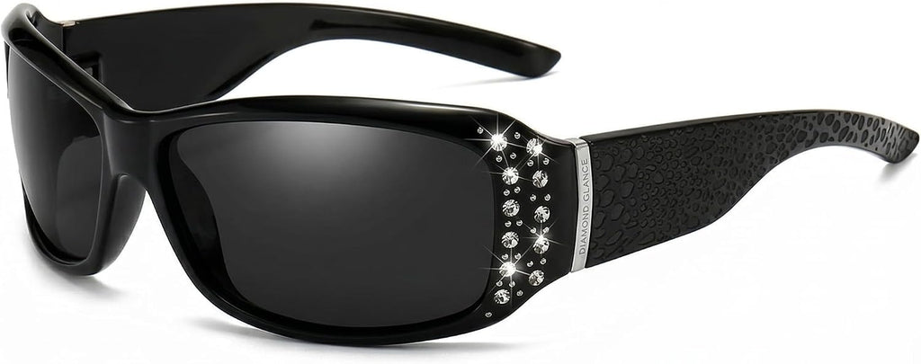 Retro Polarized Rhinestones Sunglasses for Women Trendy Shades with UV400 Protection