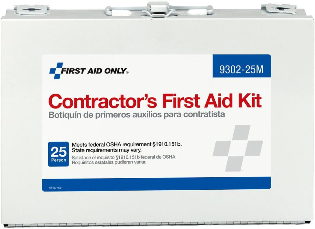 9302-25M 25-Person Contractor's First Aid Kit for Home Renovation, Job Sites, and Construction Vehicles, 178 Pieces