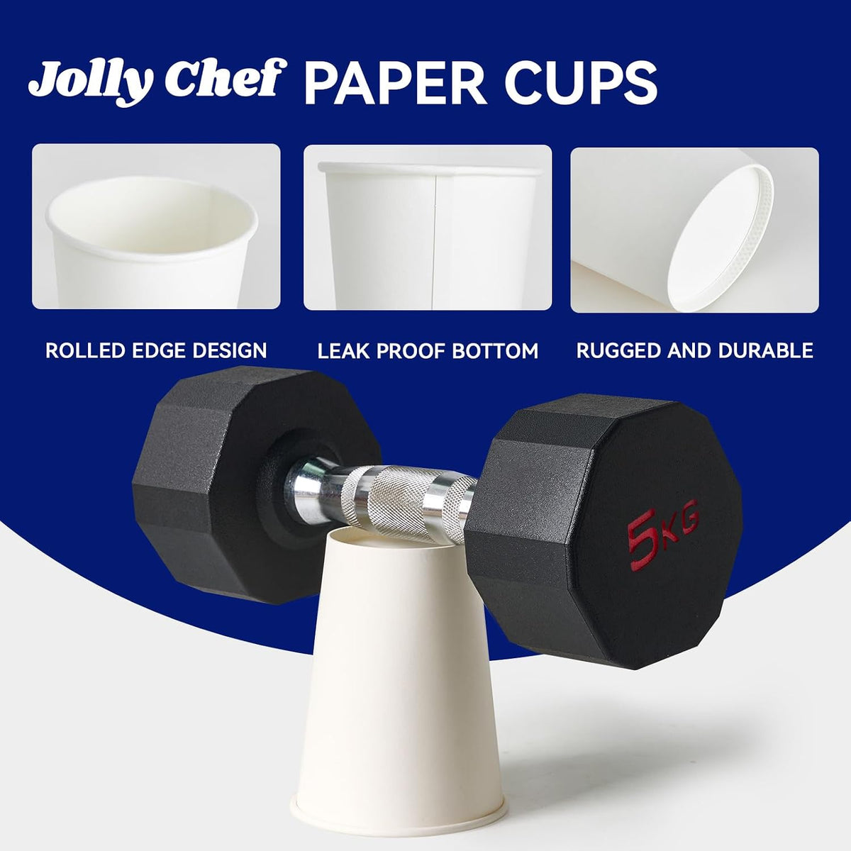 12 oz Coffee Cups, White Paper Cups 200 Count Leak-Proof