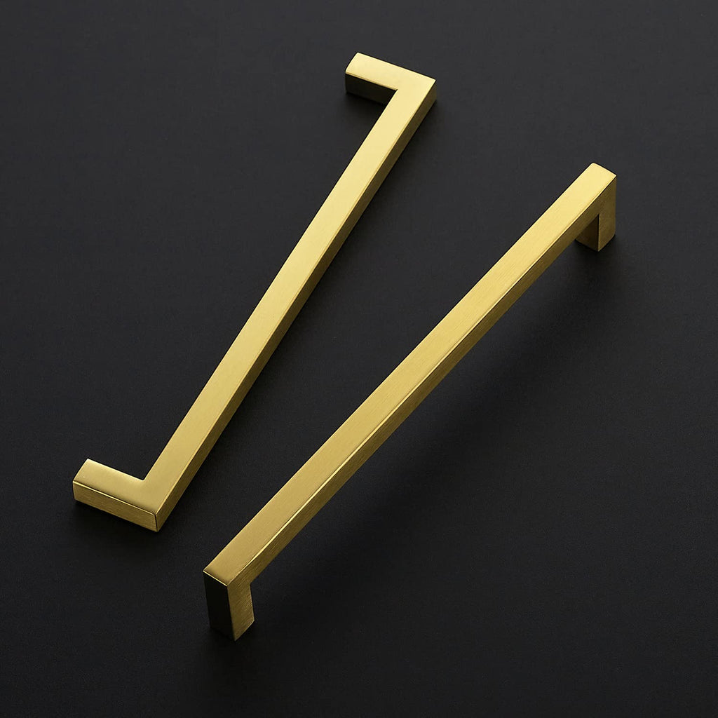 Brushed Brass Square Cabinet Handles & Pulls,8-4/5 Inch,5 Pack