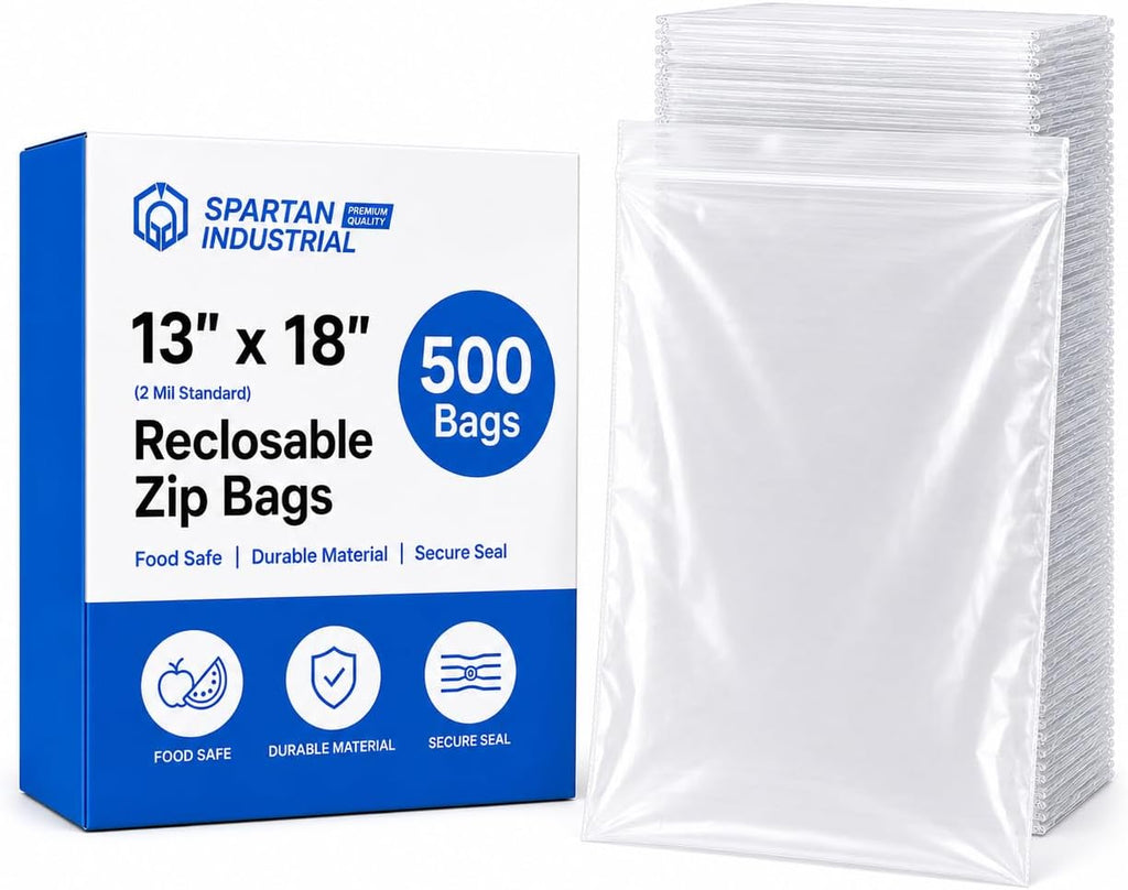 13” X 18” (500 Count) 2 Mil Clear Reclosable Zip Plastic Poly Bags