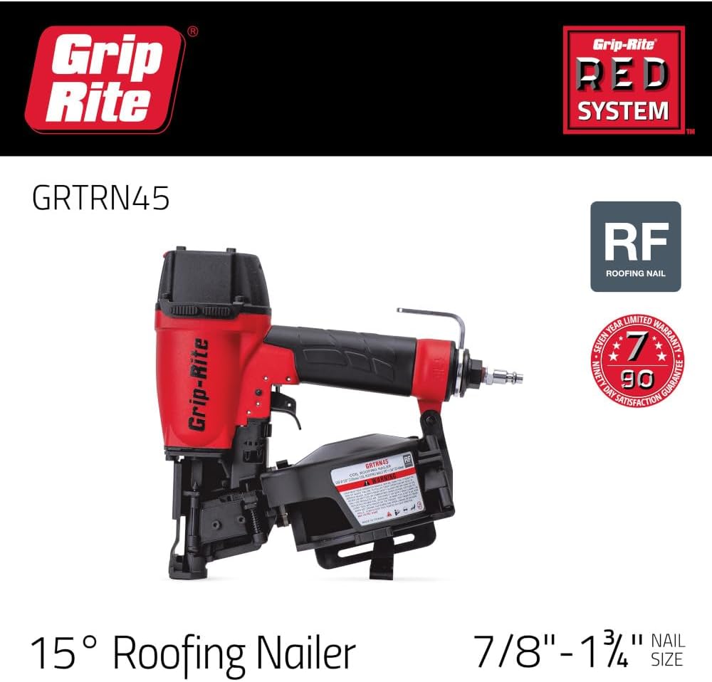 15⁰ Coil Roofing Nailer | 15-Degree Pneumatic Roofing Tool | 1-3/4" Coil Roofing Nailer | Asphalt Shingles