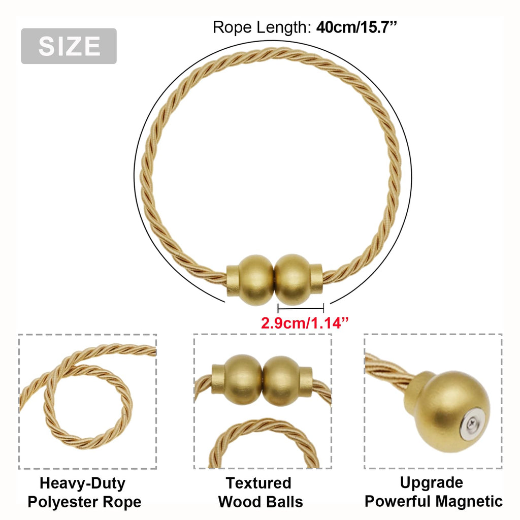 2 Pack Magnetic Curtain Tiebacks Modern Handmade Rope Curtain Tie Backs Decorative Drapes Weave Holdbacks for Home