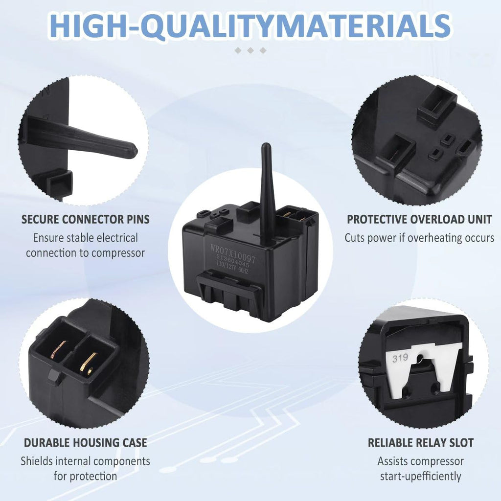 WR07X10097 Refrigerator Start Relay, Overload Assembly | WR07X10097 refrigerator start relay and overload kit
