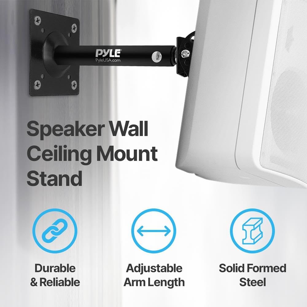 Universal Speaker Mounting Bracket - Ceiling & Wall Speaker Mount with Adjustable Swivel Tilt, 13.4" Retractable