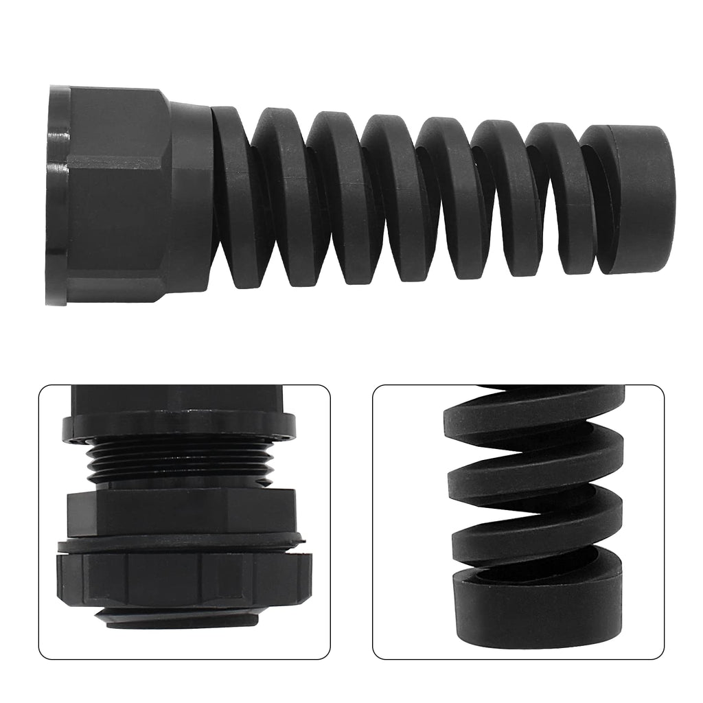 LifCratms 2Pcs NPT 1/2" Black Cable Gland, 7-12mm Cable Range