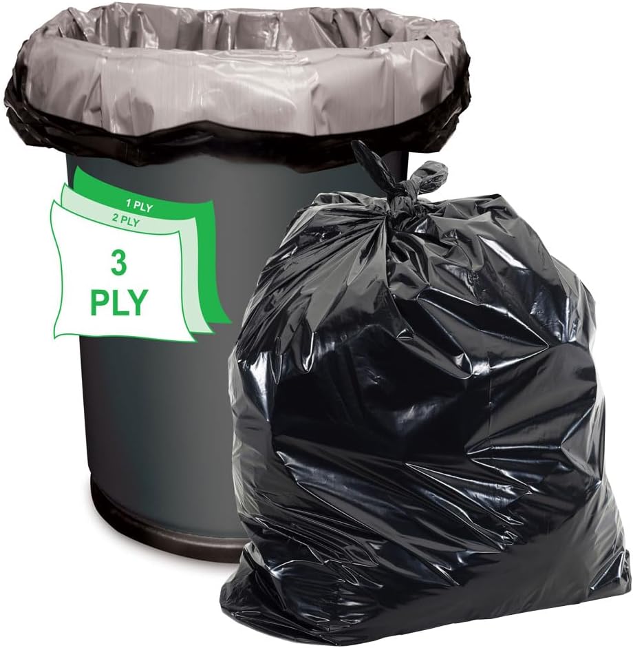 33 Gal Black Trash Bags, 1.7 MIL (EQ.), 33" x 39" (100 Pk)