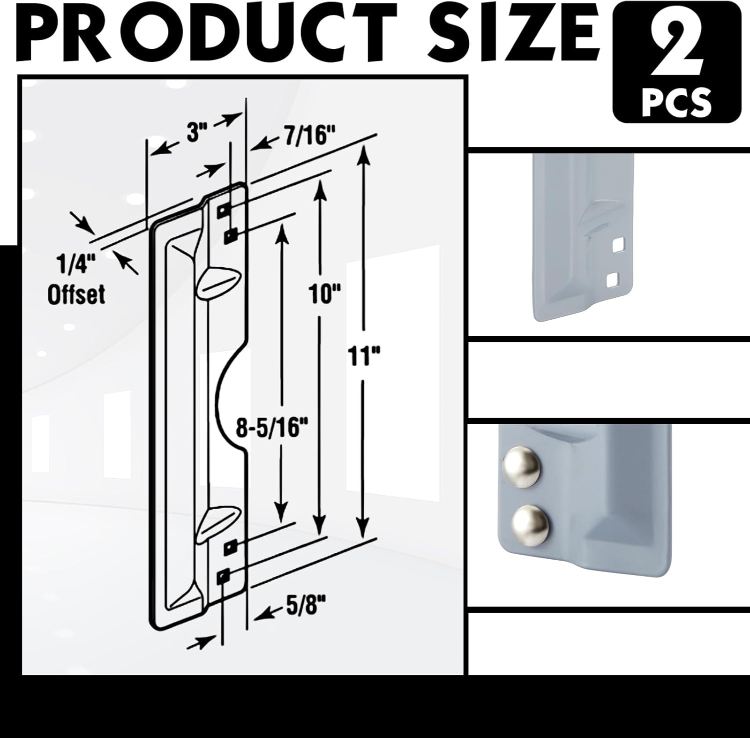 3 x 11" Latch Guard Plate Cover Iron Latch Guard Security Plate Door Security Strike Plate Latch Protector, Against