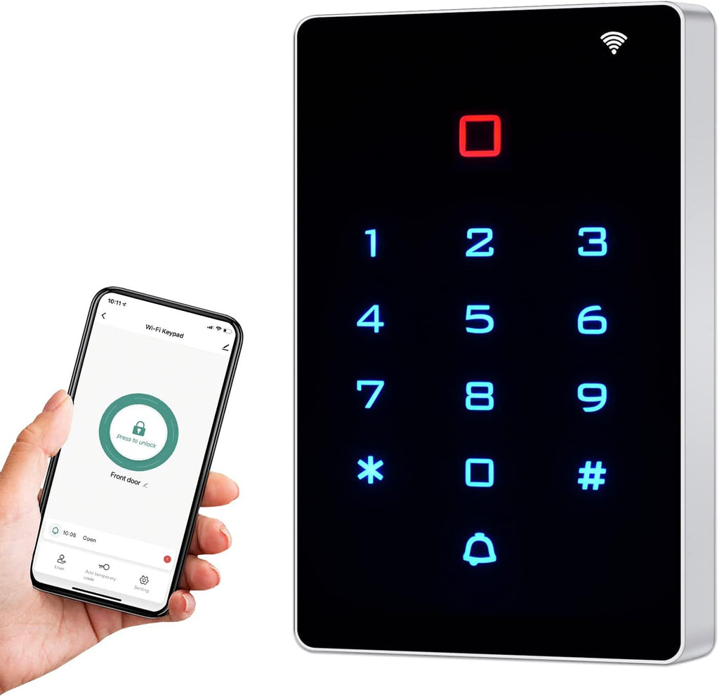Wireless WiFi Access Control Keypad, Tuya Door Access Control System | 2000 Users Password Code Keypad for Gate