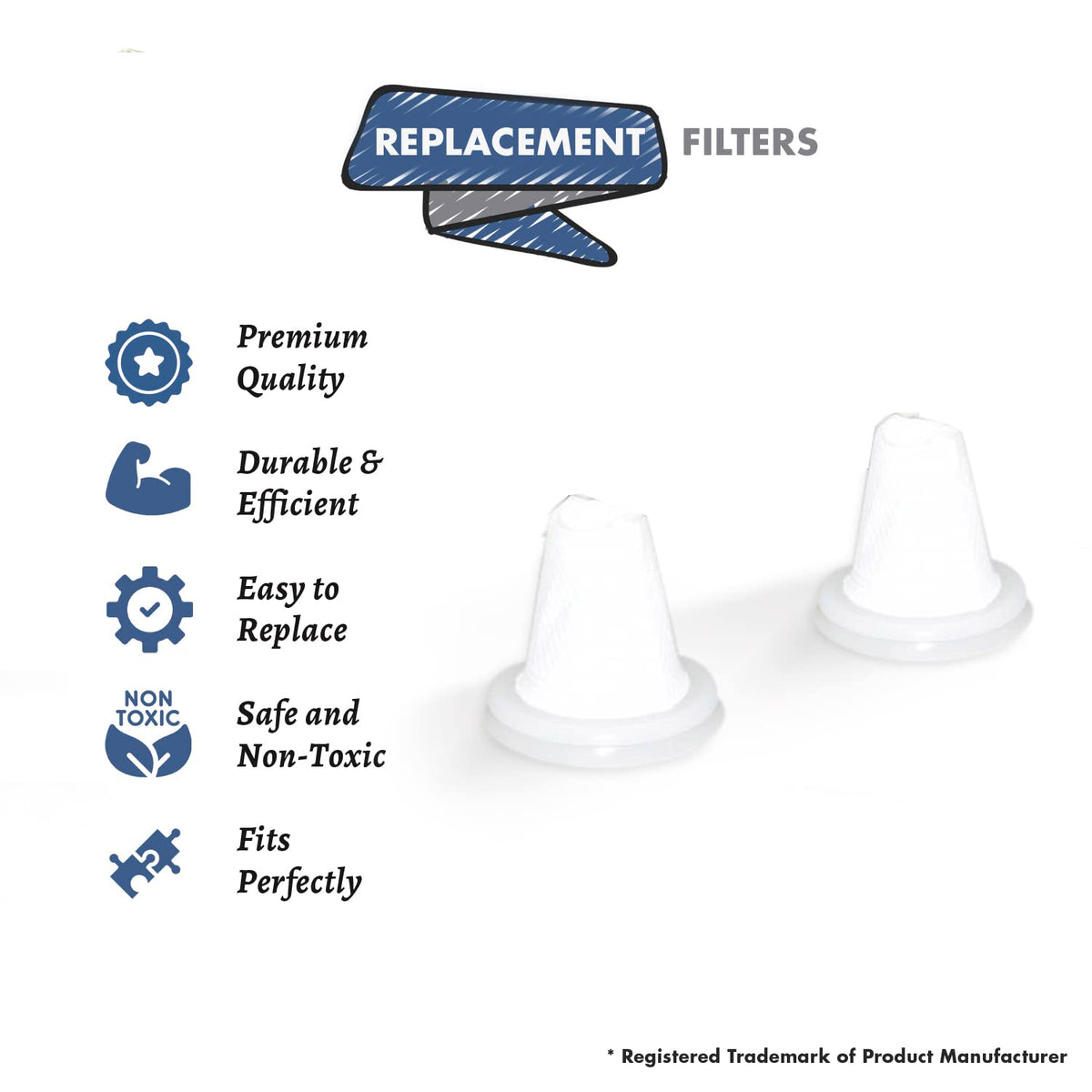 Replacement Part For Dirt Devil Vacuum Cleaner Filter 2Pk # Compare To Part 440009116