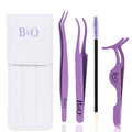 B&Q Eyelash Applicator Tool 3PCS Lash Tweezer Seamless Placement DIY Lashes | Lash Tweezers for Eyelash Extensions