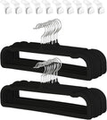 20-Pack Black Anti-Slip Velvet Clothing Hangers, Slim Space-Saving Design with 360° Rotatable Silver Metal Hooks and