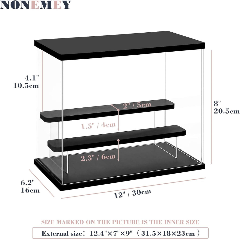 Acrylic Display Case with Light, Upgraded 3 Color Light & Adjustable Brightness Showcase ,3 Tier Dustproof Clear Toy