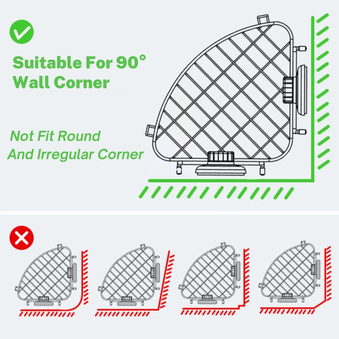 Corner Shower Caddy with Suction Cups and 3M Adhesive Mounting Discs for porous surfaces - Stainless Steel Basket for