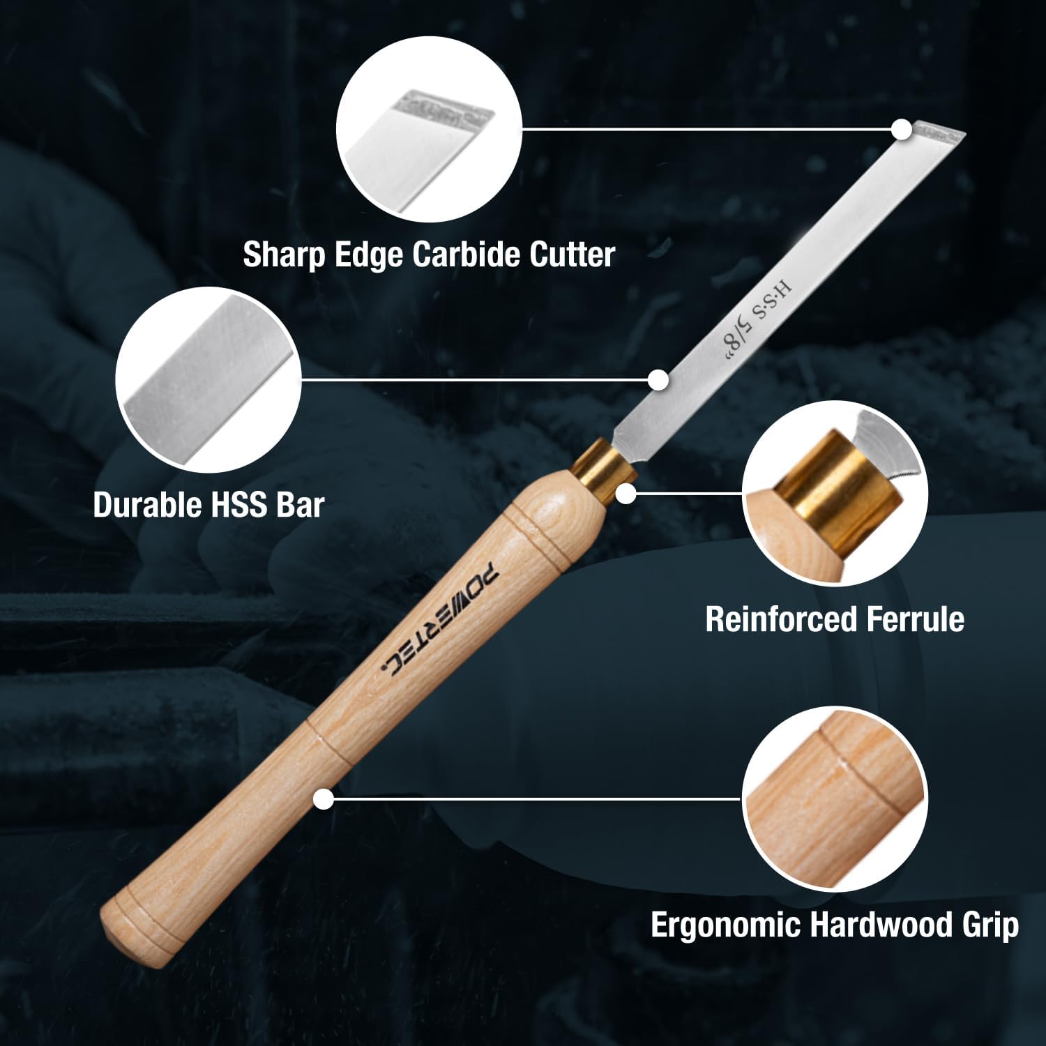 8 Pcs Wood Lathe Chisel Set, HSS Steel Blades Wood Lathe Tools | Spindle Gouge, 2 Pcs Roughing Gouge, Spear Scraper