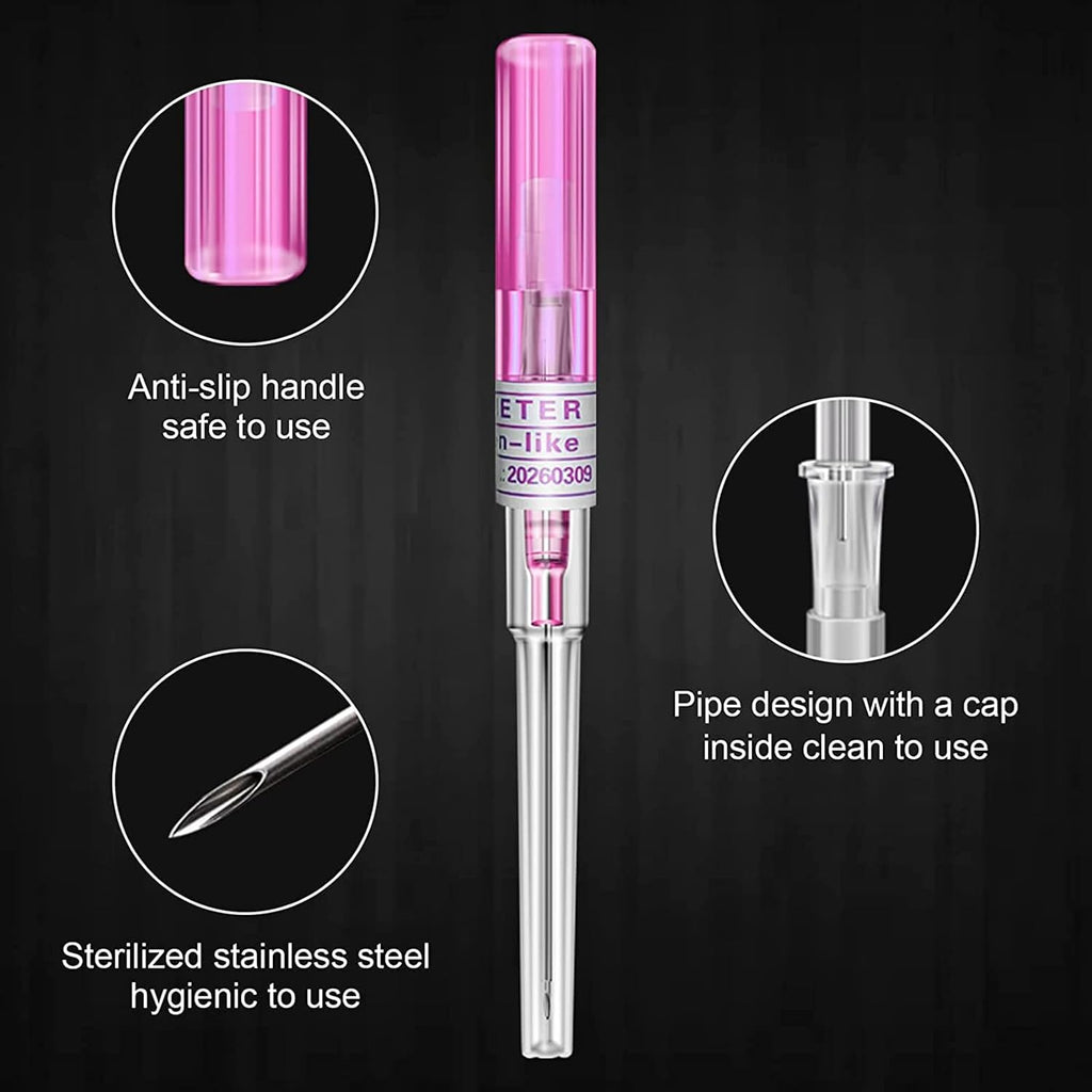 Catheter Needles - Prgislew 5Pcs Mixed Catheter Piercing 14G 16G 18G 20G and 22G Catheter Ear Nose Piercing Hollow