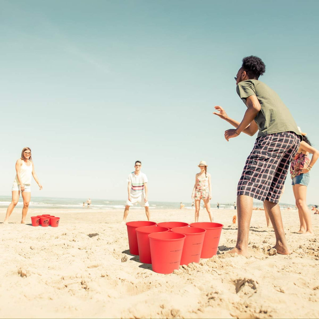 Giant Yard Pong,Yard Games with Durable Buckets and Balls - Choose Red Large, XL, or Green - Glow in The Dark