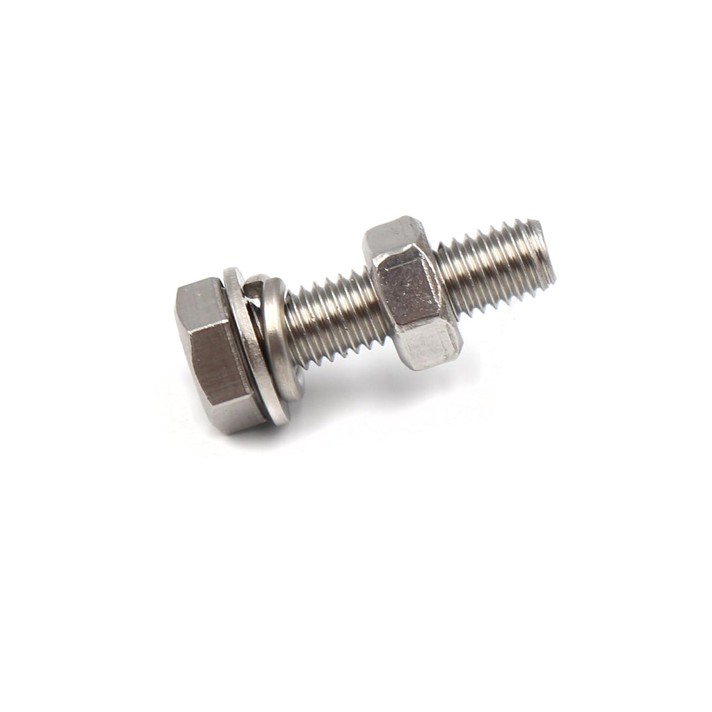 10-Pack M6 x 30mm Hexagon Screws Hex Bolts with M6 Hex Nuts M6 Flat Washers/Spring Lock Washers Set, 304/18-8, Plain Finish