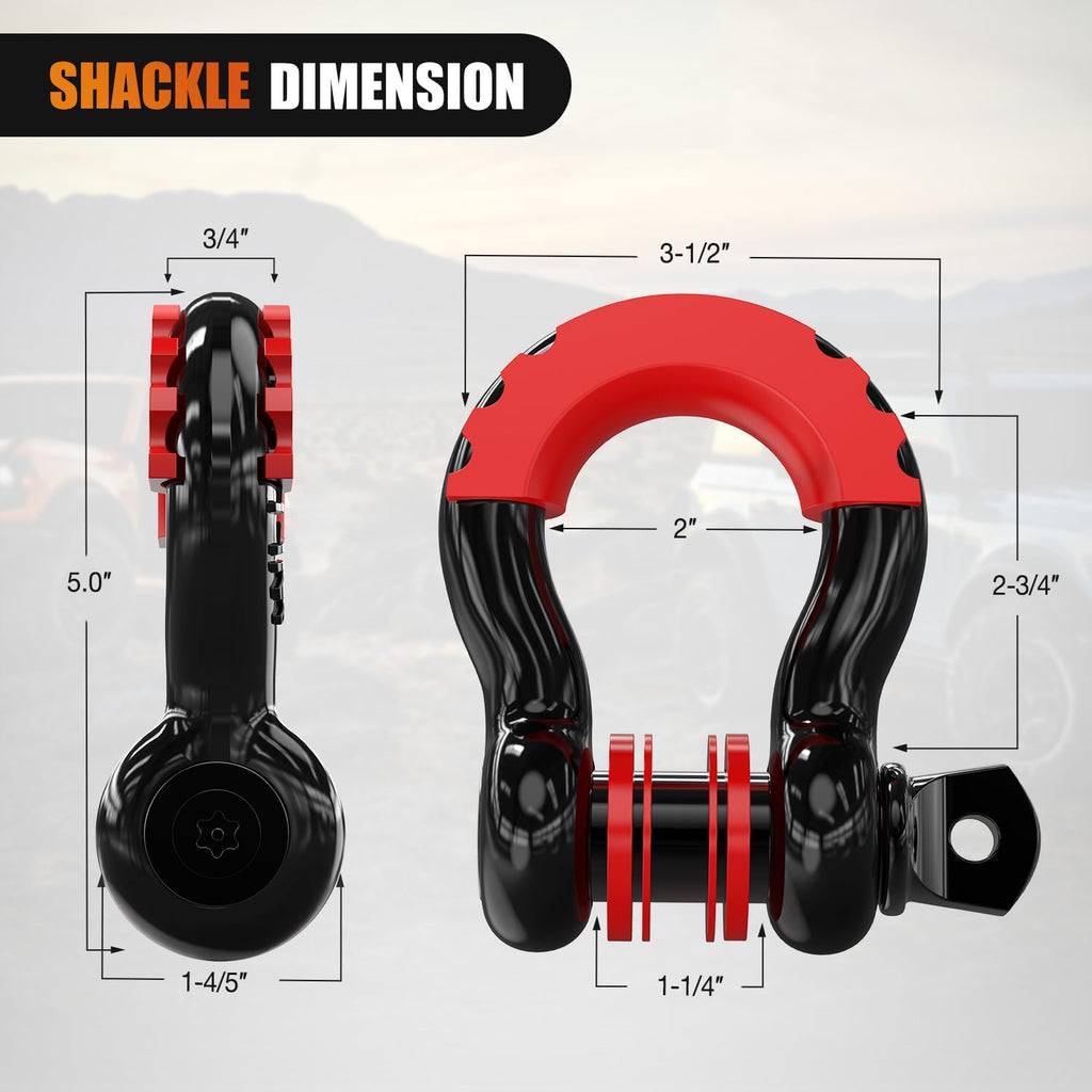 Kinetic Recovery Rope Kit with D-Ring Shackle Towing Strap