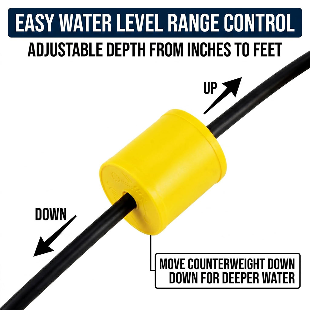 Mamfous Float Switch, 220V 16A Waterproof Tethered Float Switch & Liquid Level Controller with Cable for Water Tank, Sump Pump, Septic Tank, Pool, Pond, Aquarium(9.84ft(3M))