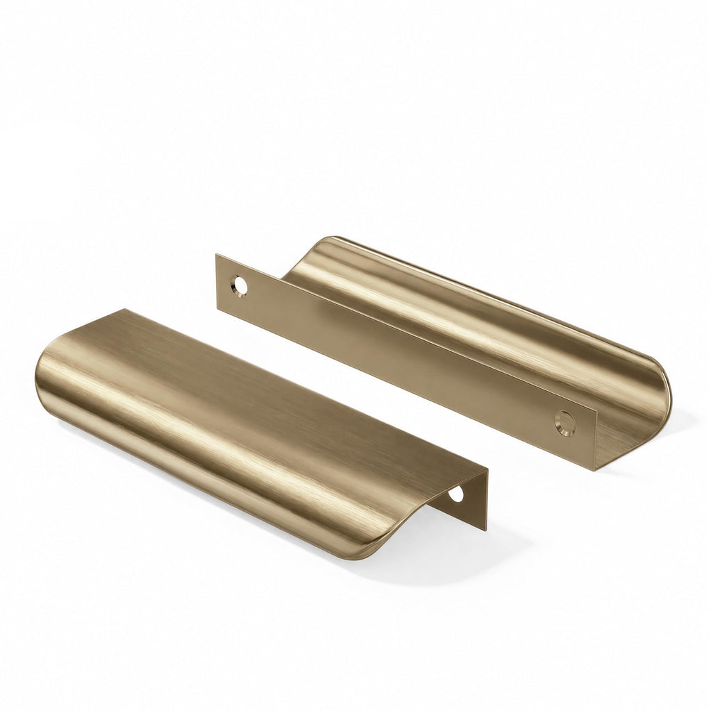30 Pack 3-3/4 Inch Finger Pulls Champagne Bronze Handles for Cabinets Silver Dresser Pulls Edge Tab Drawer Hidden