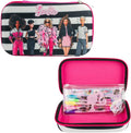 Barbie Pencil Case Set with Stickers and Gel Pens for Kids, Molded with Zip Closure, Pink