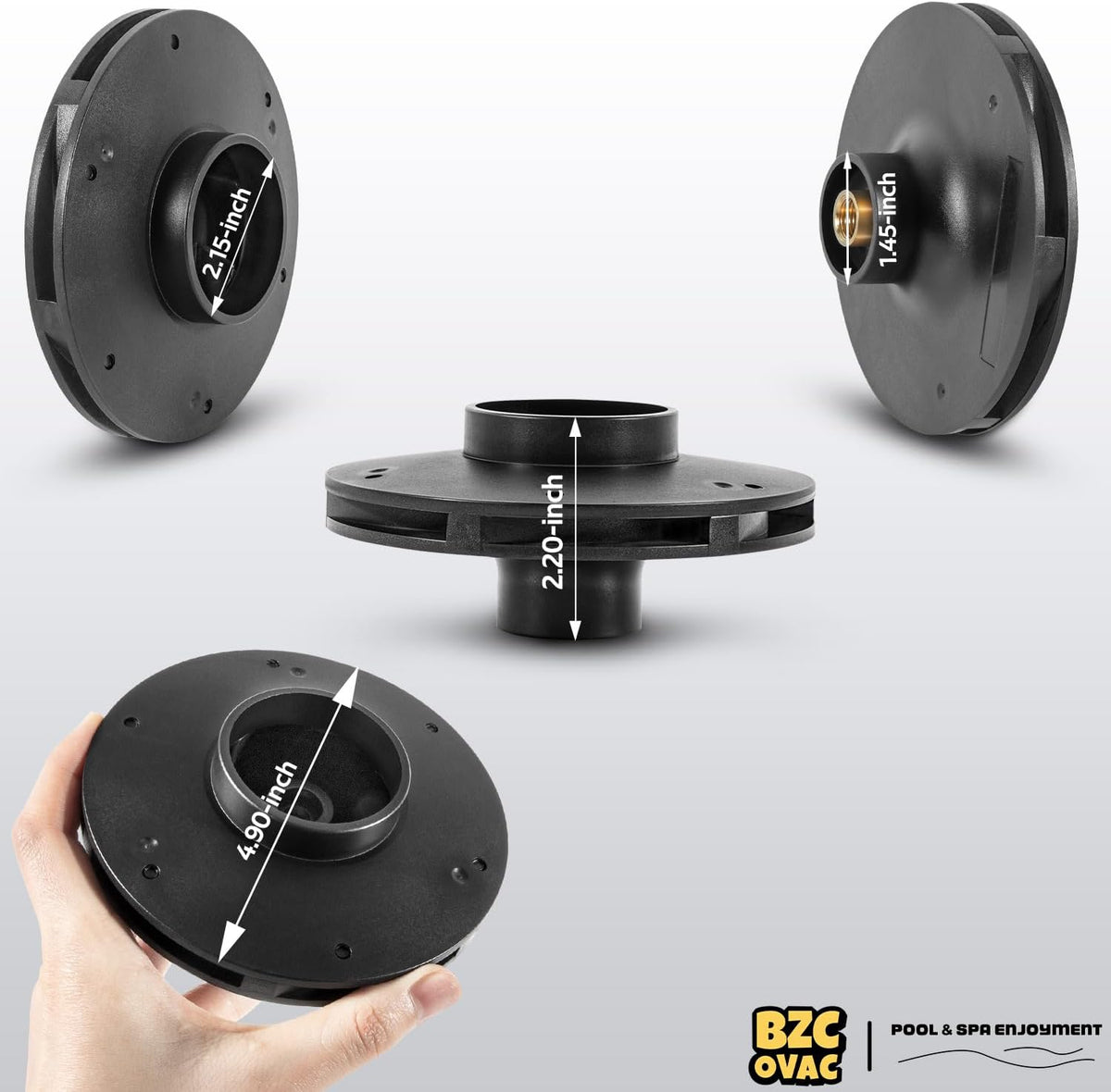 073129 Impeller Compatible with WhisperFlo 1HP 1.5 HP and 2 HP Pool and Spa Pump, Black