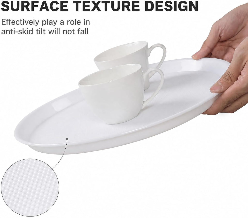 6 Packs Plastic Round Platter, 13.5-Inch Non-Slip Serving Tray Set