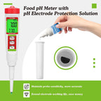 YINMIK Food pH Tester with pH Calibration Storage Solution Digital pH Meter