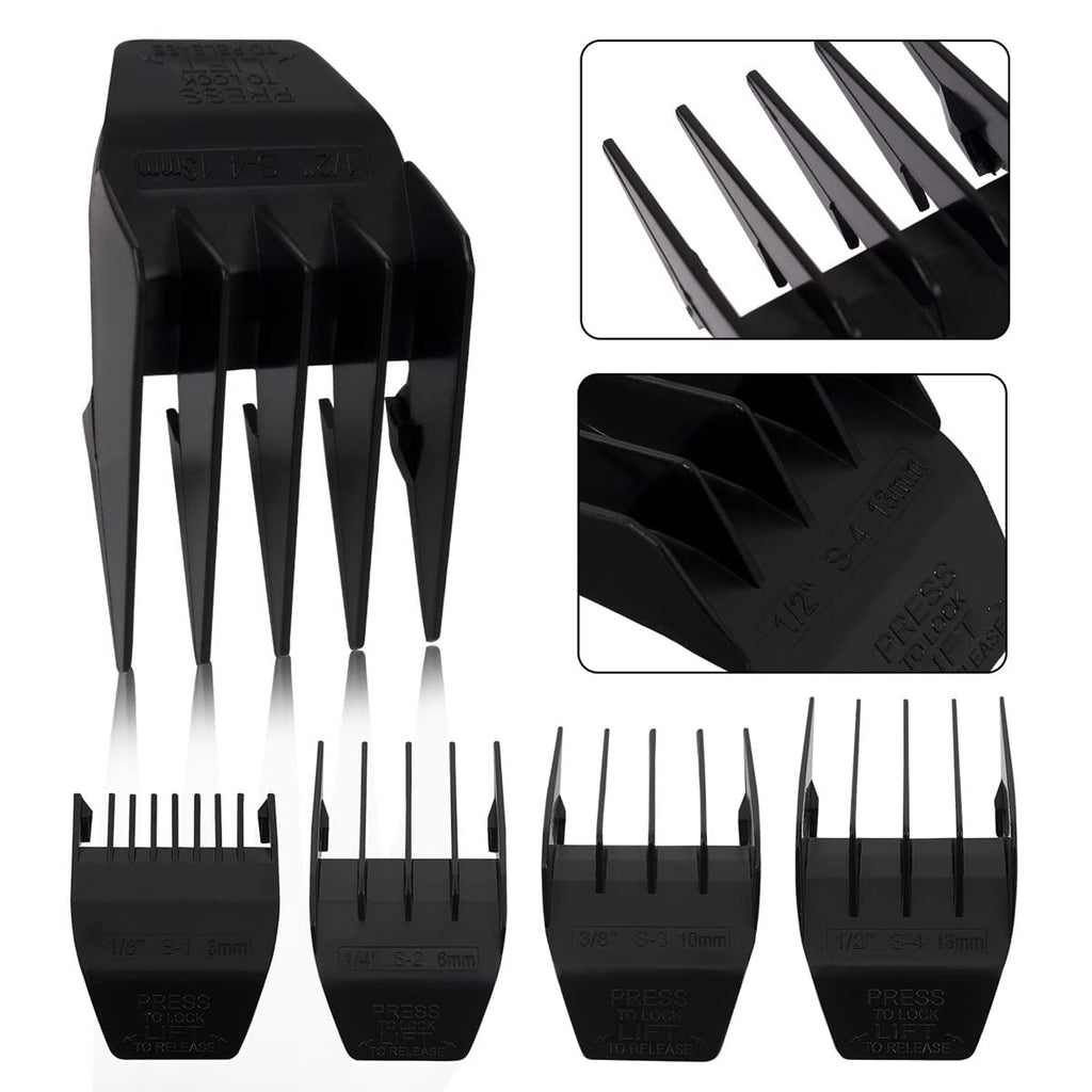 Professional Peanut Clipper Guards for Wahl Peanut – From 1/8 Inch to 1/2 Inch, Fits for Wahl Peanut, Black-4PCS