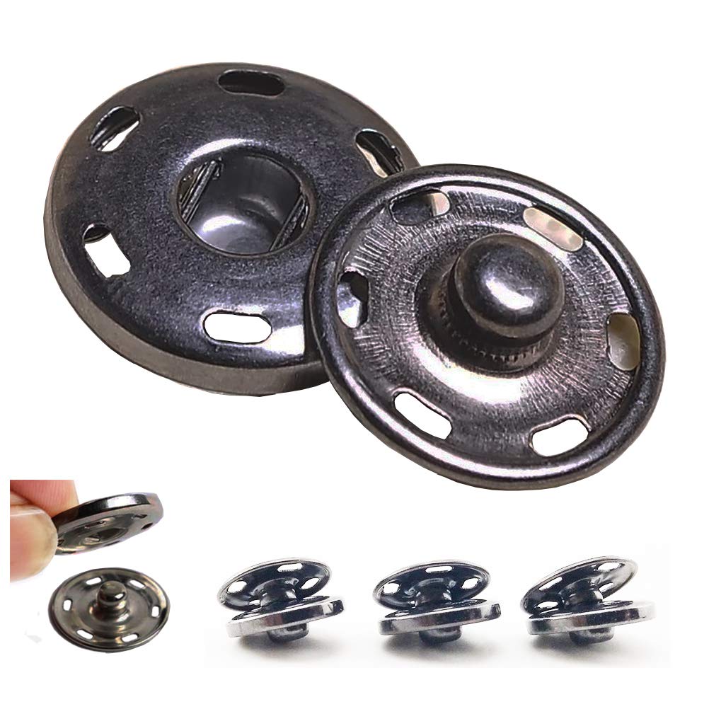 50 Sets Sew-on Snap Buttons, Gun Black