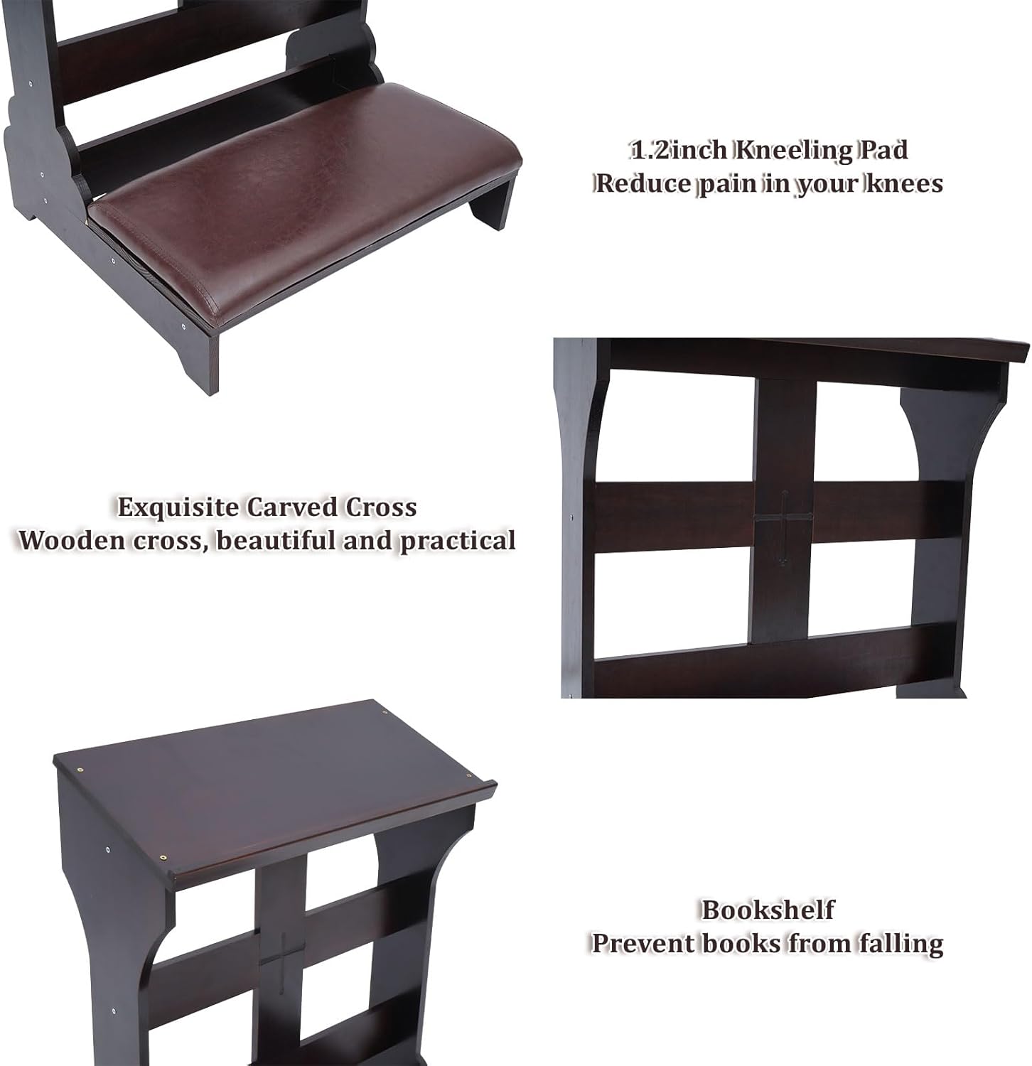 Prayer Kneeler Bench, Wooden Kneelers for Praying with Cushion Pad