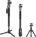 65.6"/ 166.5cm Carbon Fiber Ball Head Monopod for Camera | One-Button Lift & Lock, Ball Head Max. Playload 5kg/ 11lb