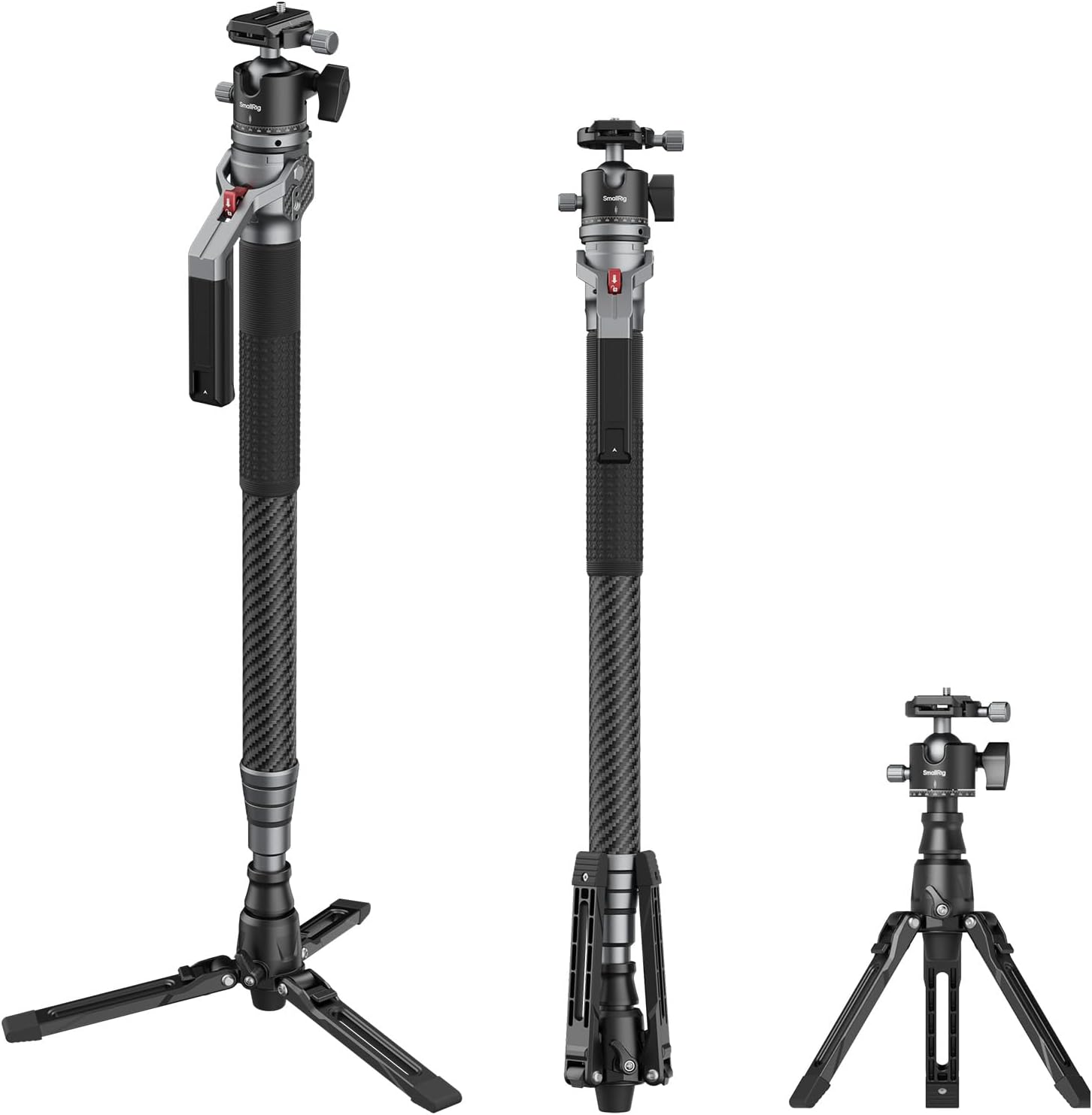 65.6"/ 166.5cm Carbon Fiber Ball Head Monopod for Camera | One-Button Lift & Lock, Ball Head Max. Playload 5kg/ 11lb