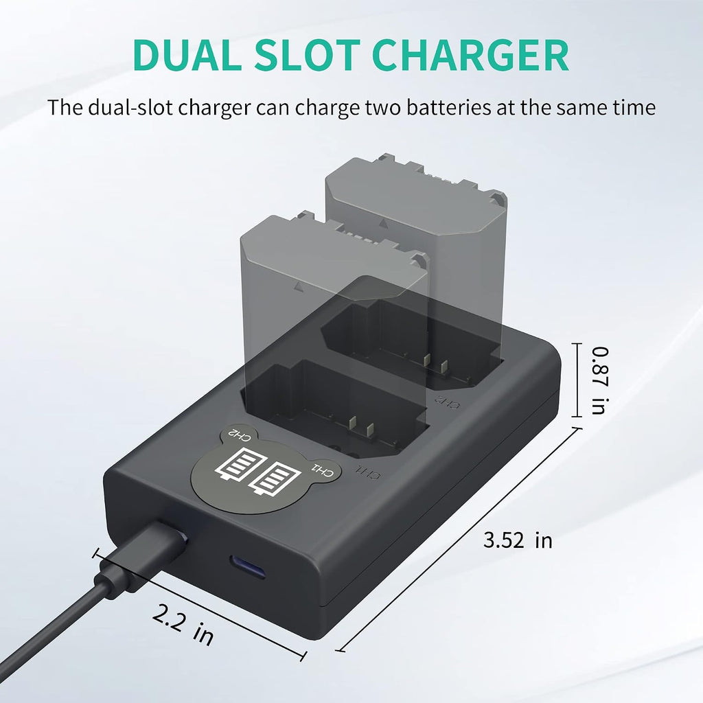 NP-FZ100 Camera Battery Charger, Dual USB Charger with LCD Display, Compatible with Sony A7iii, A7iv, A7C, A6700