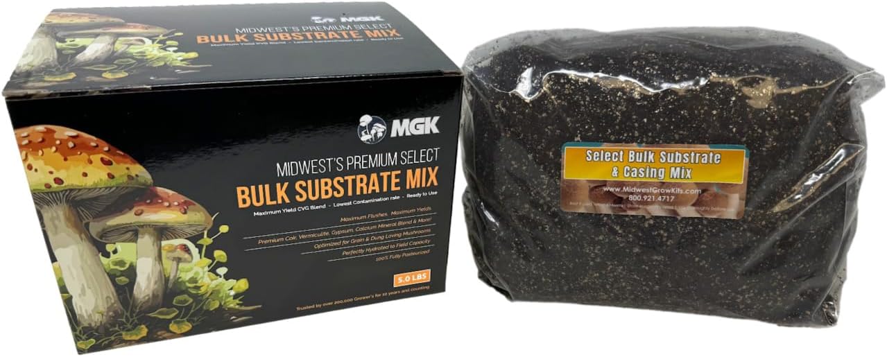 Premium Bulk Mushroom Substrate Mix | Fully Pastuerized | Maximum Yield | for Dung & Grain Loving Mushrooms (5 LBS)
