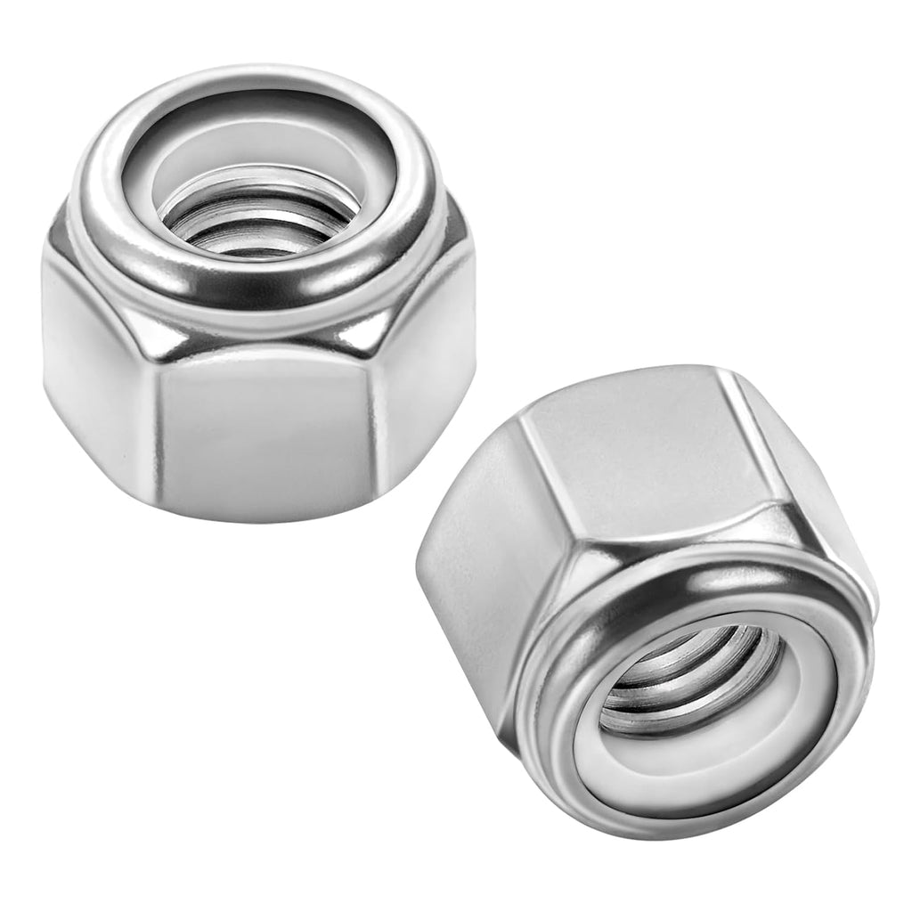 #10 24 Nylon Insert Hex Lock Nuts Locknuts, 304 Stainless Steel 18-8, Bright Finish, 100 PCS