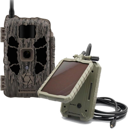 Deceptor MAX Dual Sim 40MP Photo & 1440P QHD Video No-Glo LED Hunting Cellular Trail Camera and Sol-Pak Solar Battery