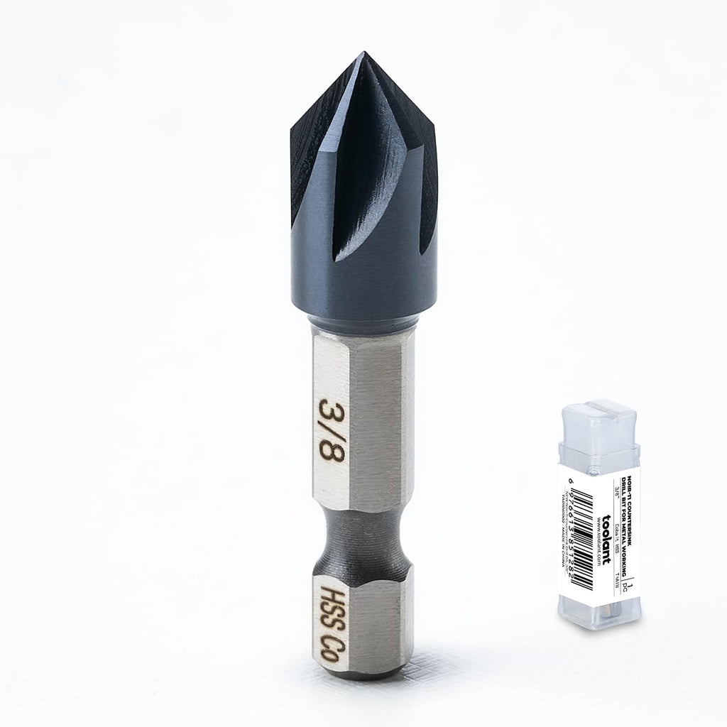 toolant 3/8" Noir-Ti Cobalt Countersink Drill Bit(Pro), Titanium Aluminum Nitride Coated with Quick Change Hex Shank