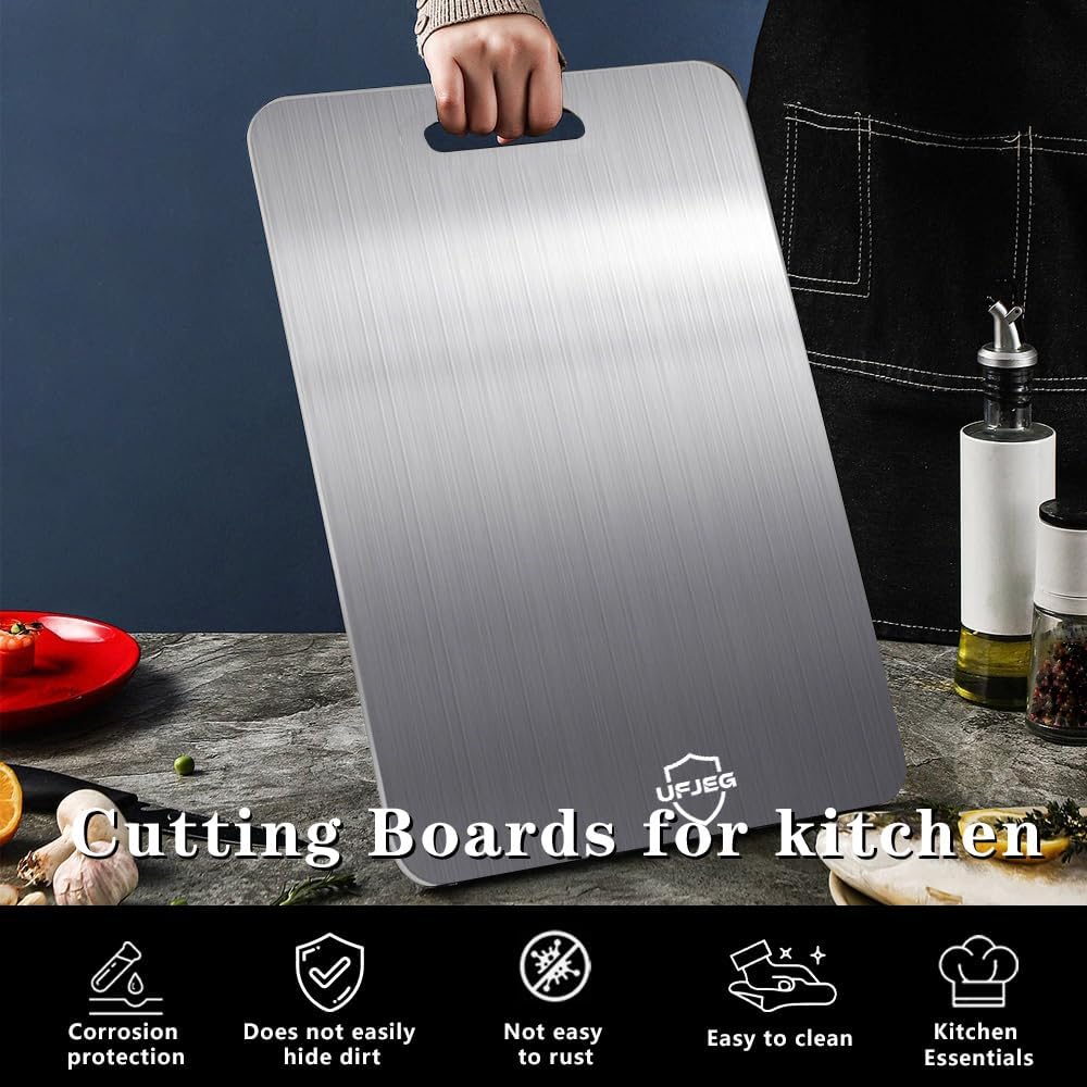 Titanium Cutting Board Set of 3, Titanium Cutting Boards for Kitchen, Non Toxic, Double-Sided Food Grade Chopping