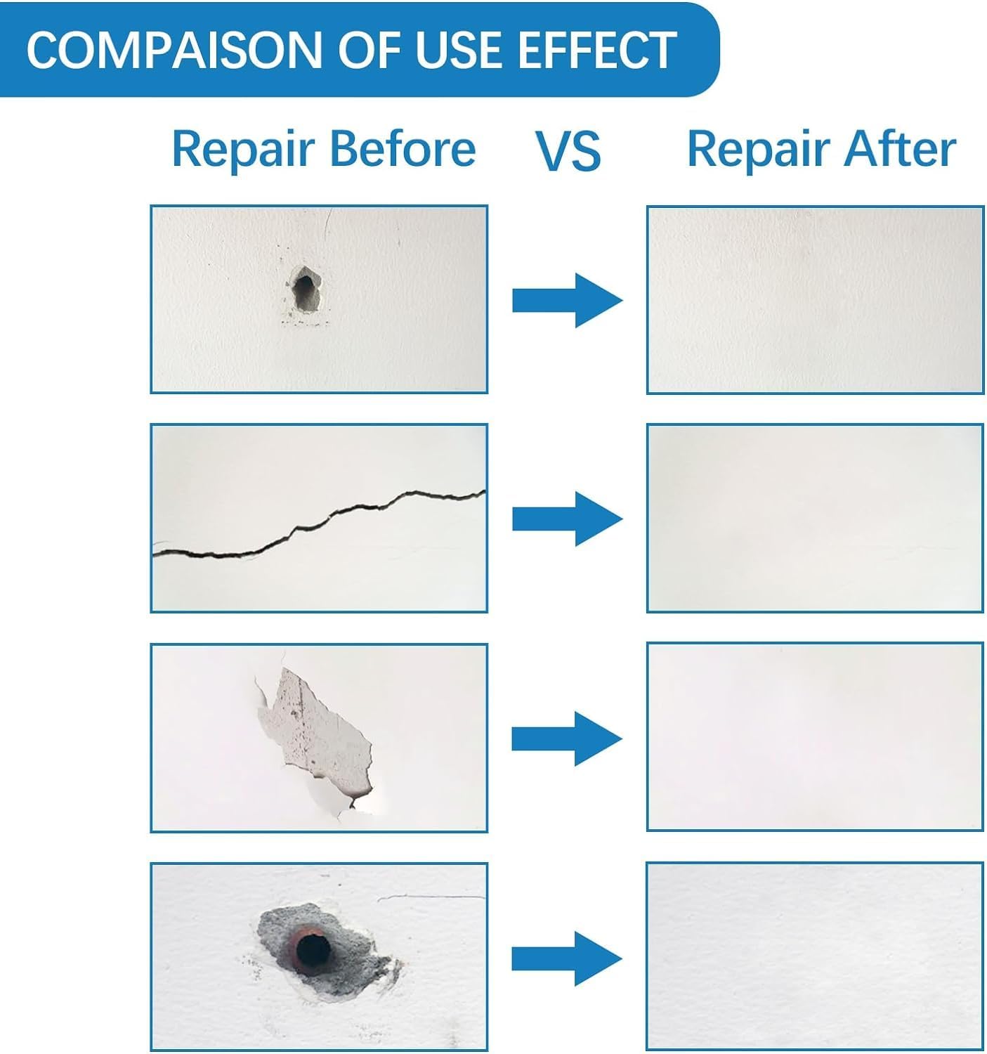 Drywall Repair Kit,Drywall Hole Patch Repair Kit,Wall Spackle Paste 9.8OZ to Fix Wall Surface Holes and Creak Damage