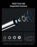 3.9mm Endoscope Camera with Light, 1920P HD Borescope Inspection Cam