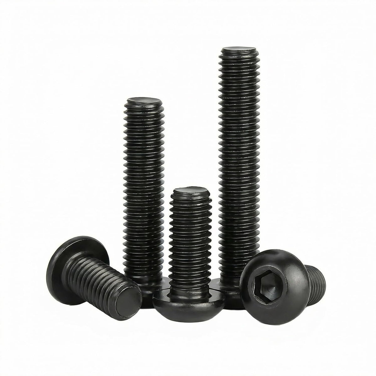 M5 x 10mm(50 Pack) Button Head Hex Socket Cap Screws Bolts, Hex Drive Bright Finish Fully Machine Thread, Corrosion Resistant Black Oxide 304 Stainless Steel 18-8 Screws