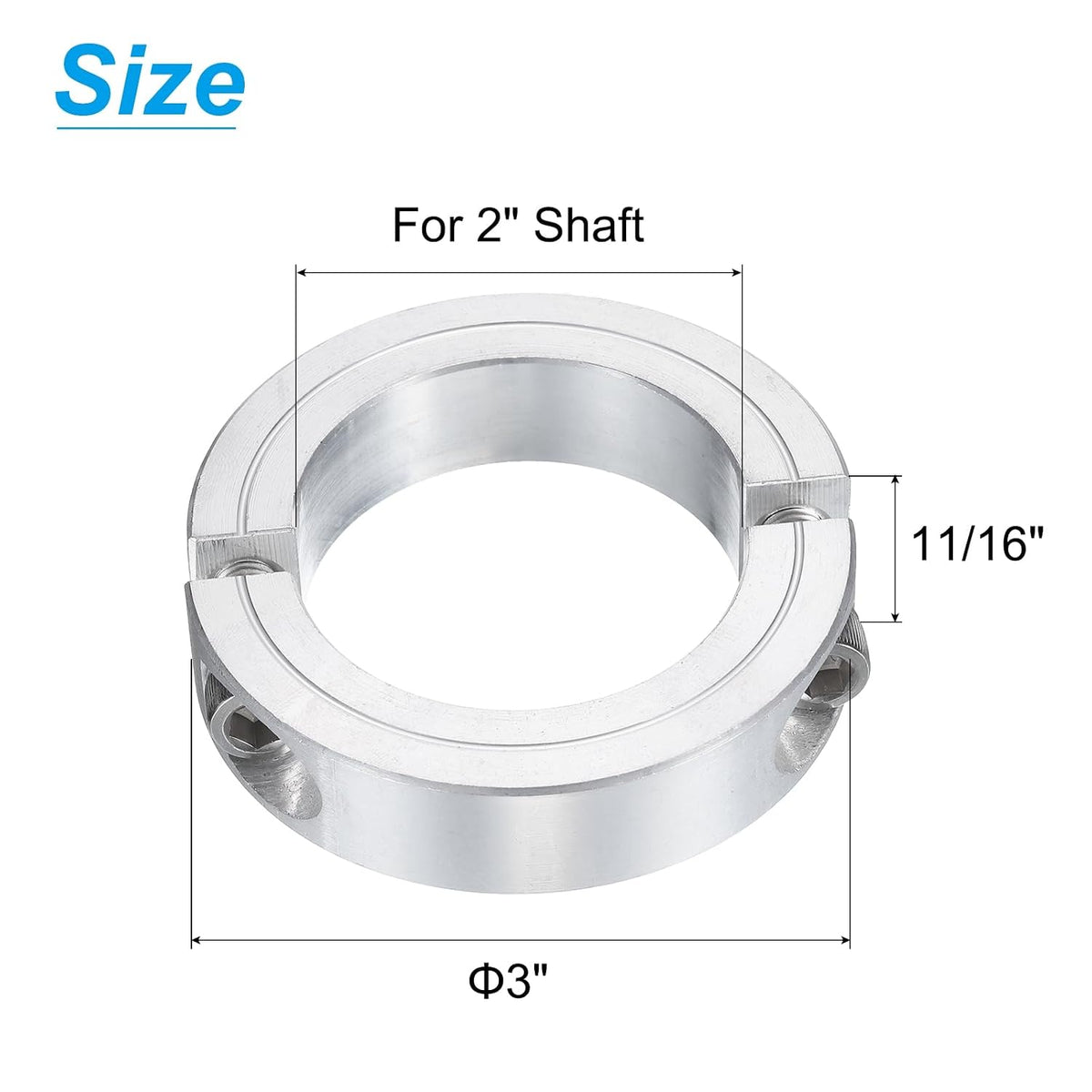 uxcell Double Split Clamp-On Shaft Collar 2" Bore, Aluminum Alloy